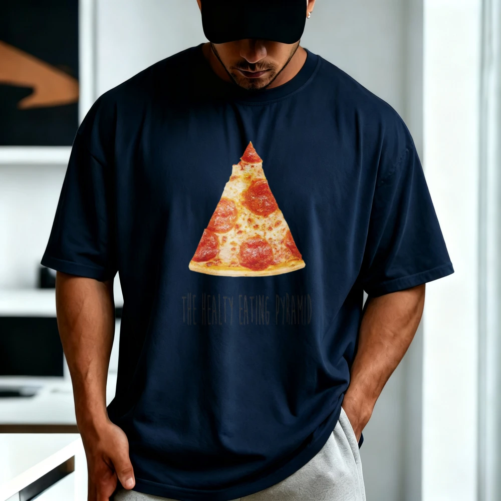 Pizza Healthy Eating Pyramid T-Shirt Foodie Italian Food Lover Tee Casual Fashion Breathe Comfort Cotton Man Women Clothing