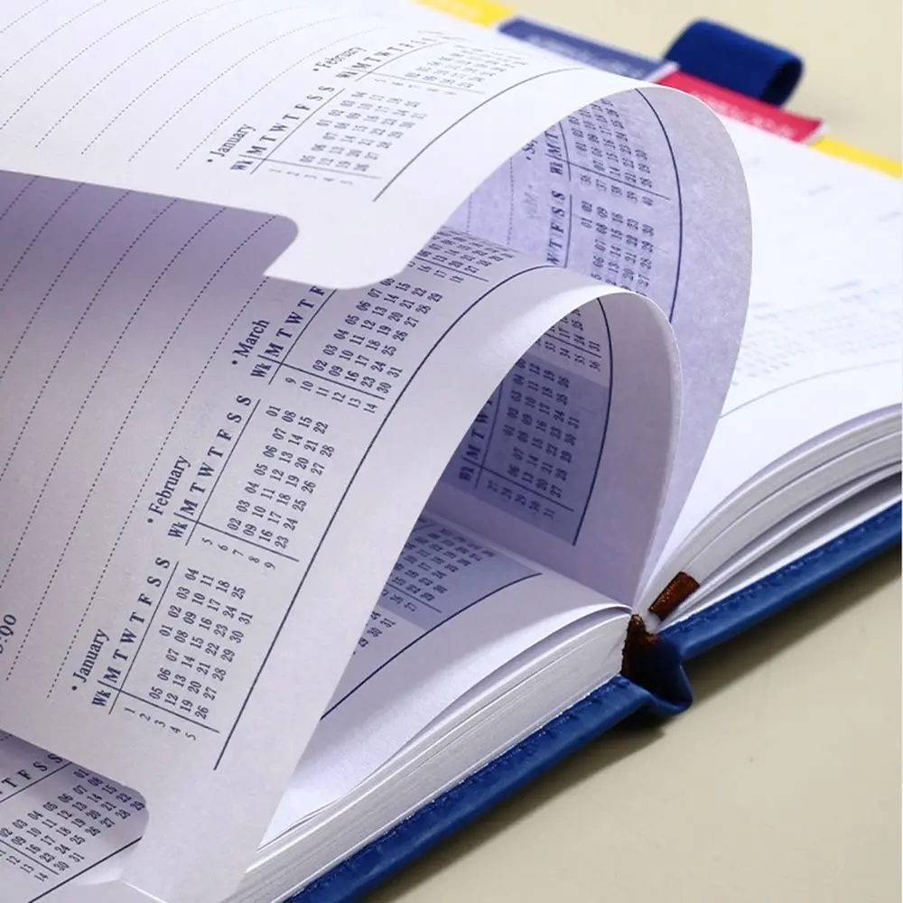 English 2026 Schedule Planner Notepad Wear-resistant 12 Months 365 Days Efficiency Notebook Bookmark Simple