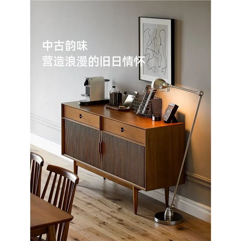 room solid wood bucket cabinet storage bedside cabinet medieval Nordic entrance cabinet storage light luxury style
