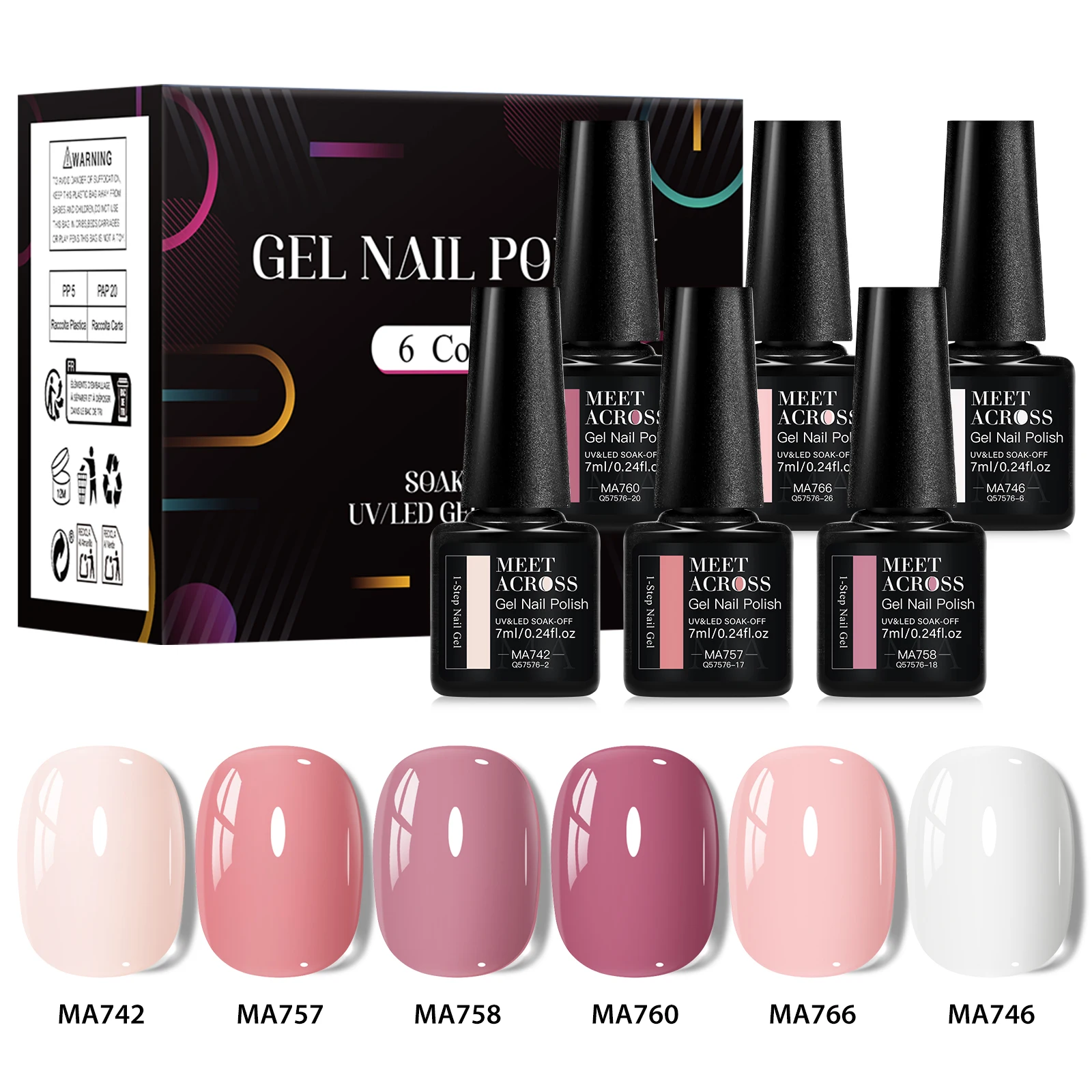 6 stücke 1-schritt Gel Polnisch 3 IN 1 Gel Nagellack Set Soak Off LED UV Gel Nagellacke Keine Notwendigkeit Basis Top Mantel Gel Nagel Liefert DIY