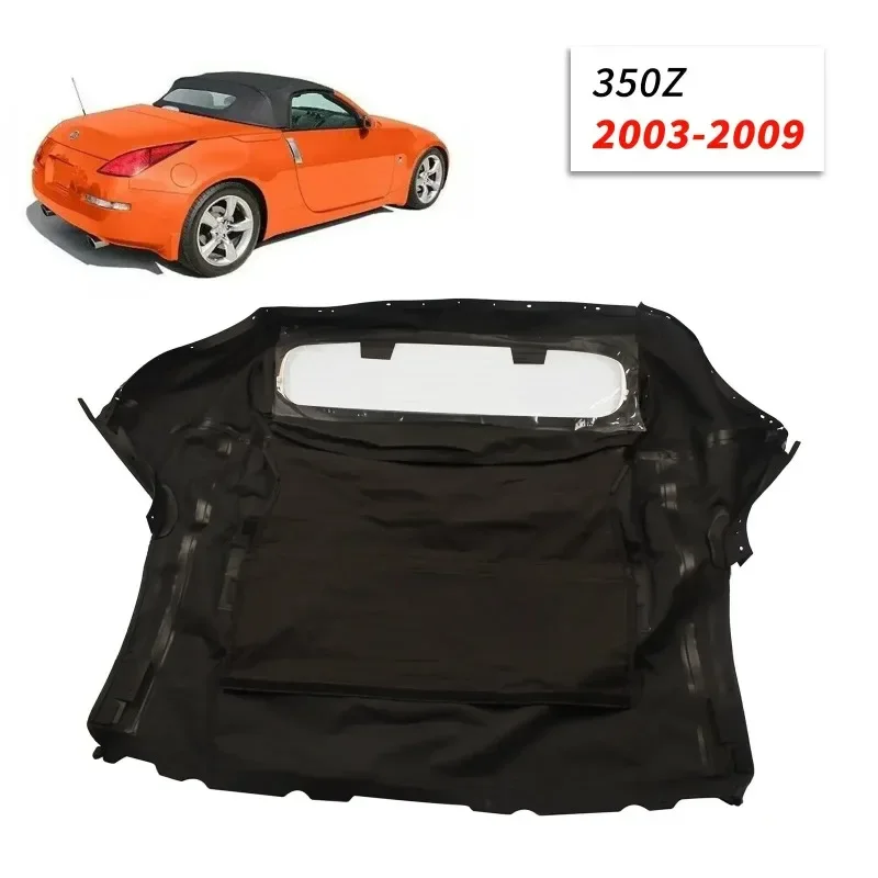 CHKJ AP02 سطح ناعم قابل للتحويل ونافذة زجاجية ساخنة نسيج قطني طويل أسود لنيسان 350Z 2003-2009
