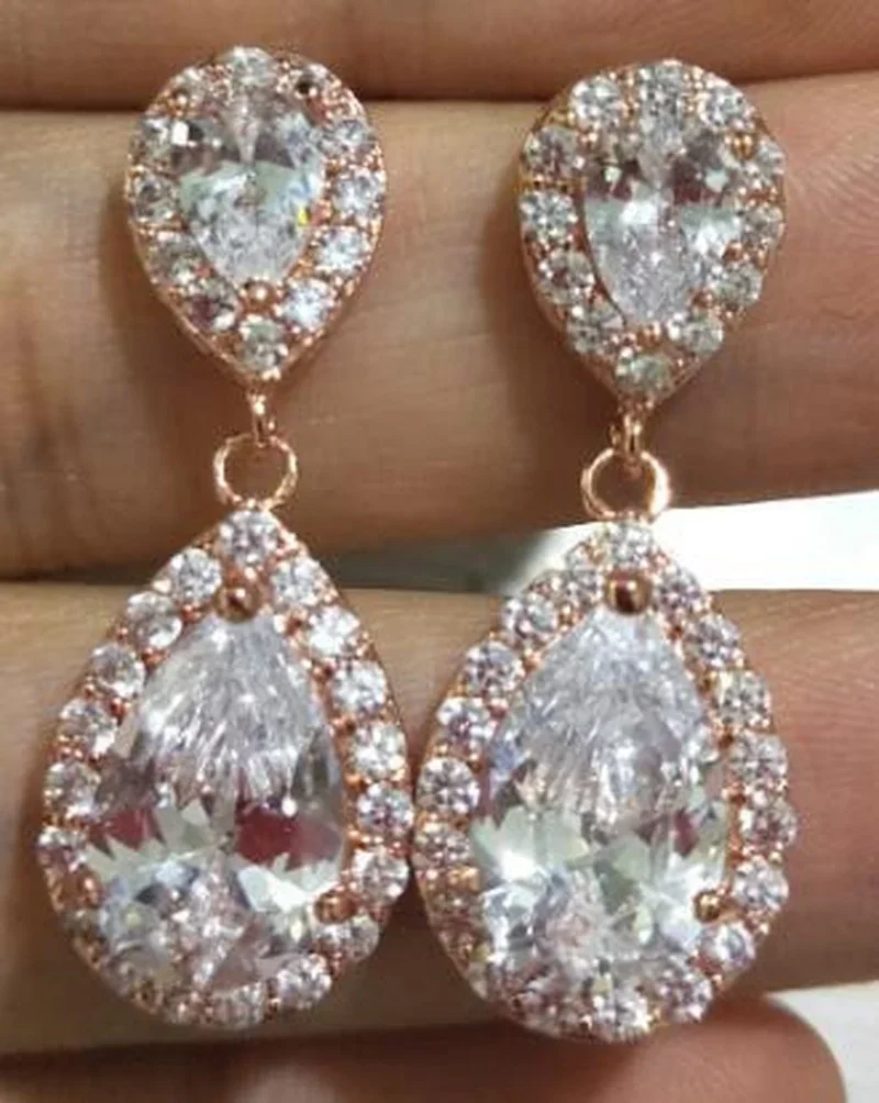 1/5/10Pair Random Send High Quality Fashion Drop Shape Cubic Zirconia Earrings Silver Dangle Crystal  for Women Jewelry