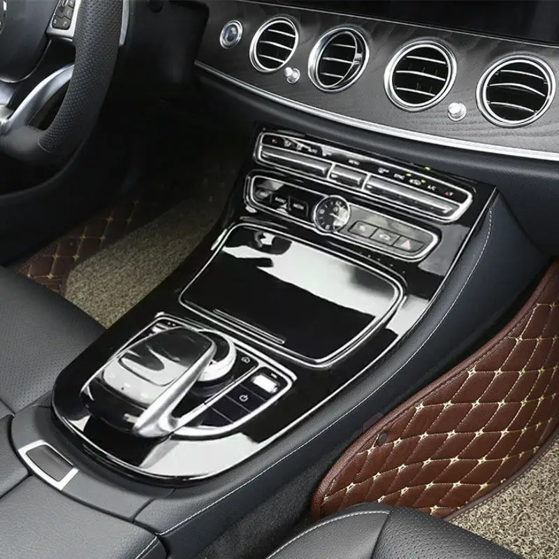 Cadre de couverture de panneau de changement de vitesse de console centrale intérieure ABS, garniture d'autocollant, style de voiture, Mercedes Benz Classe E, W213, 2016, 2017, 2018