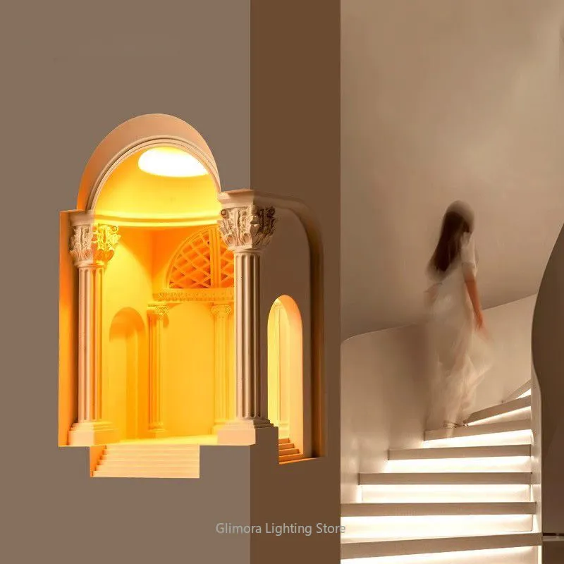 

French Gypsum Recessed Wall Lamp,Palace-style Elegant Design,Plaster&Metal,for Corner Wall Niche, Pre-embedded Light