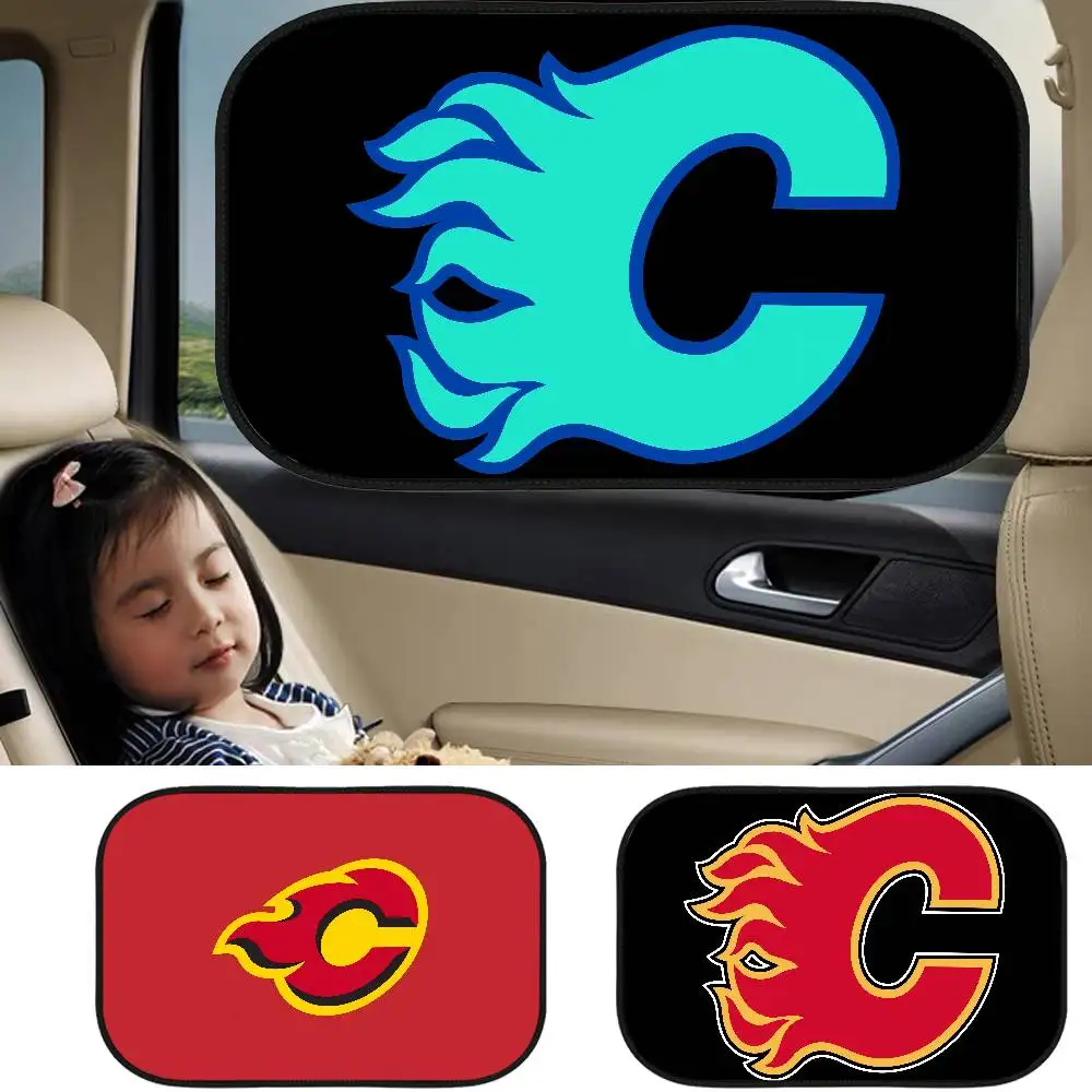 

C-Calgary F-Flames с логотипом, универсальные солнцезащитные козырьки на боковые окна, защита от ультрафиолета, автомобильная занавеска, козырек от солнца, защитное окно