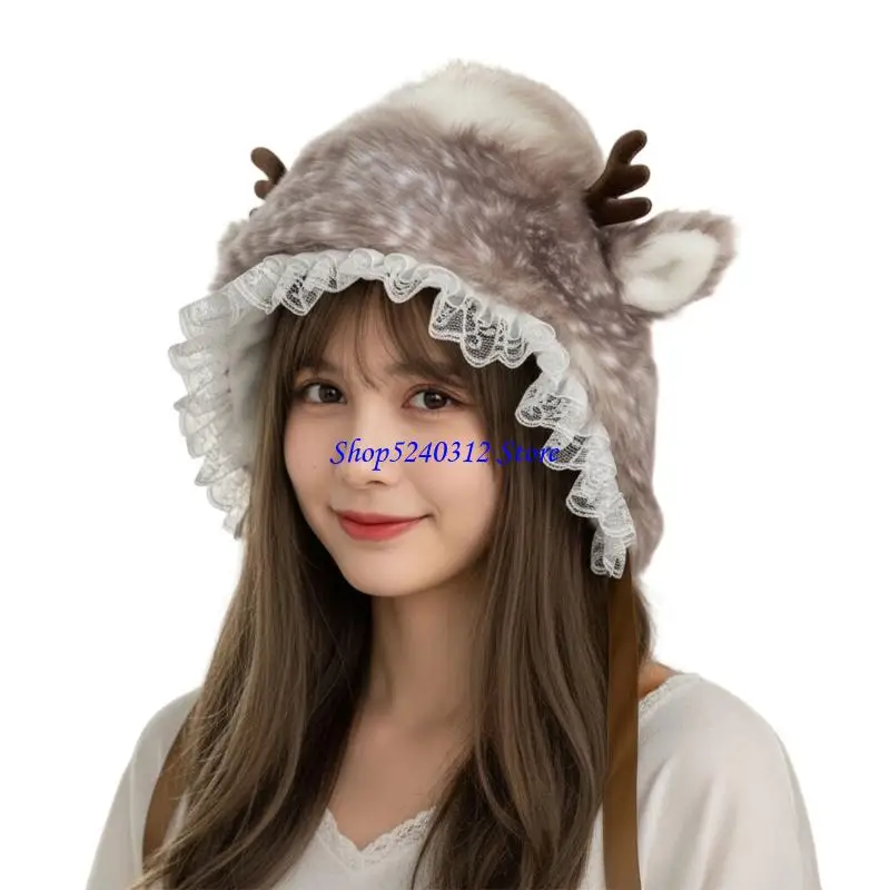 634C قبعة الصياد النسائية قبعة غزال فروي سميكة للتسلق والتزلج وأغطية الرأس الرياضية #2