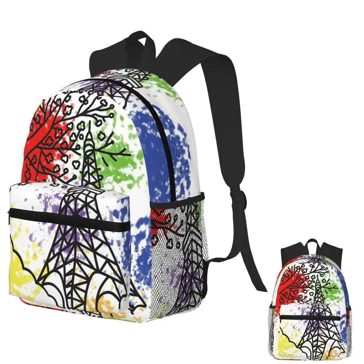 

Tokyo Bloom Sakura And Tokyo Tower With Rainbow Splash Backpack School Bag Hiking Daypack for Men Women Bookbag Shoulder Bags