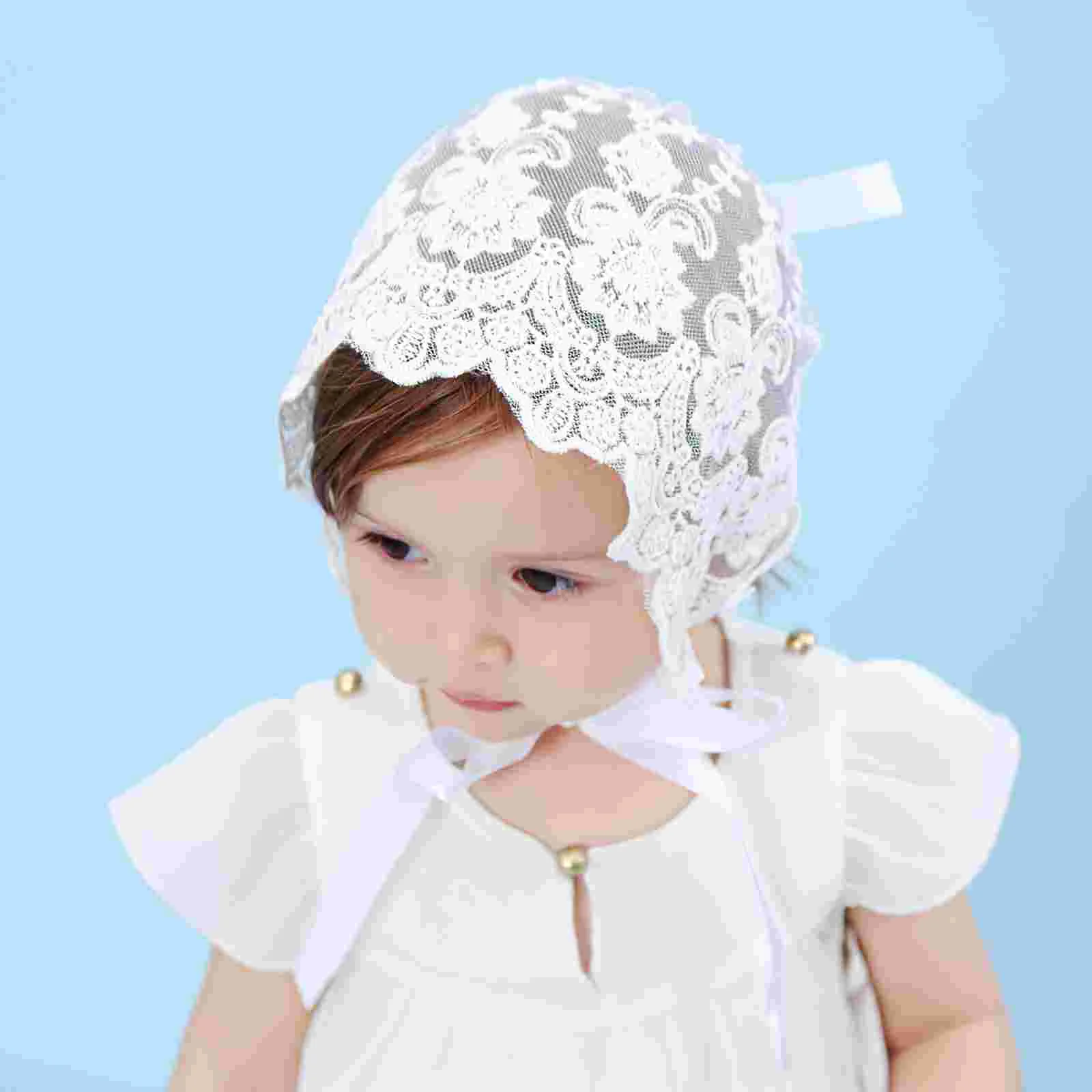 1PC Adorable Baby Lace Cotton Hat Beautiful Hat Bonnet Floral Pattern Headdress for Toddler Infant (White)