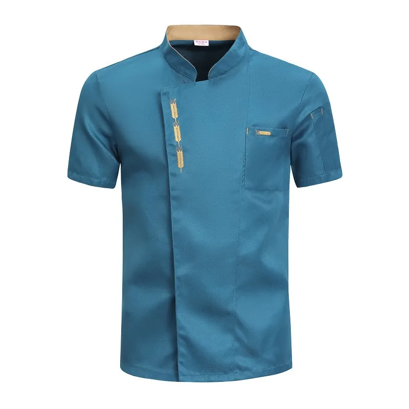 Camisa de Chef Unisex, uniforme de cocinero, ropa de restaurante, Catering, abrigo de Chef, panadería, camarero, chaqueta de manga corta, café, Verano