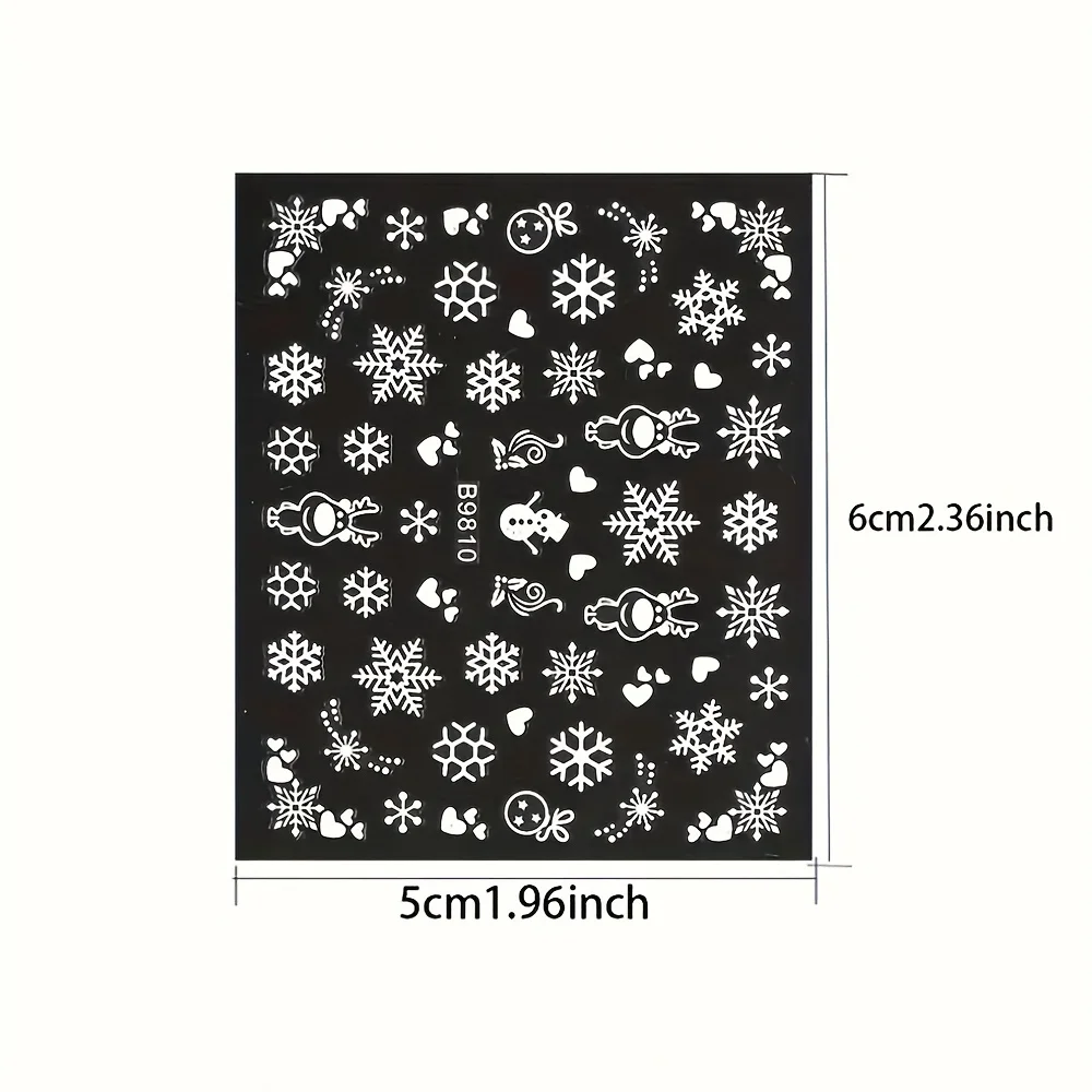 30 Stück Blatt Weihnachten 3D Nail Art Aufkleber Abziehbilder Nail Art Supplies für Frauen und S – selbstklebender Cartoon-Schneeflocken-Schneemann