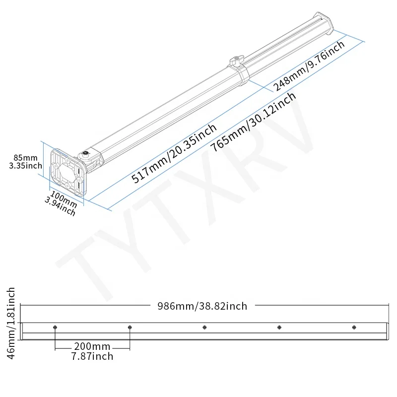 Acessórios OEM RV Material de liga de alumínio Ajustável para cima e para baixo Antioxidante Camper Dobrável Armazenamento Pernas de mesa RV