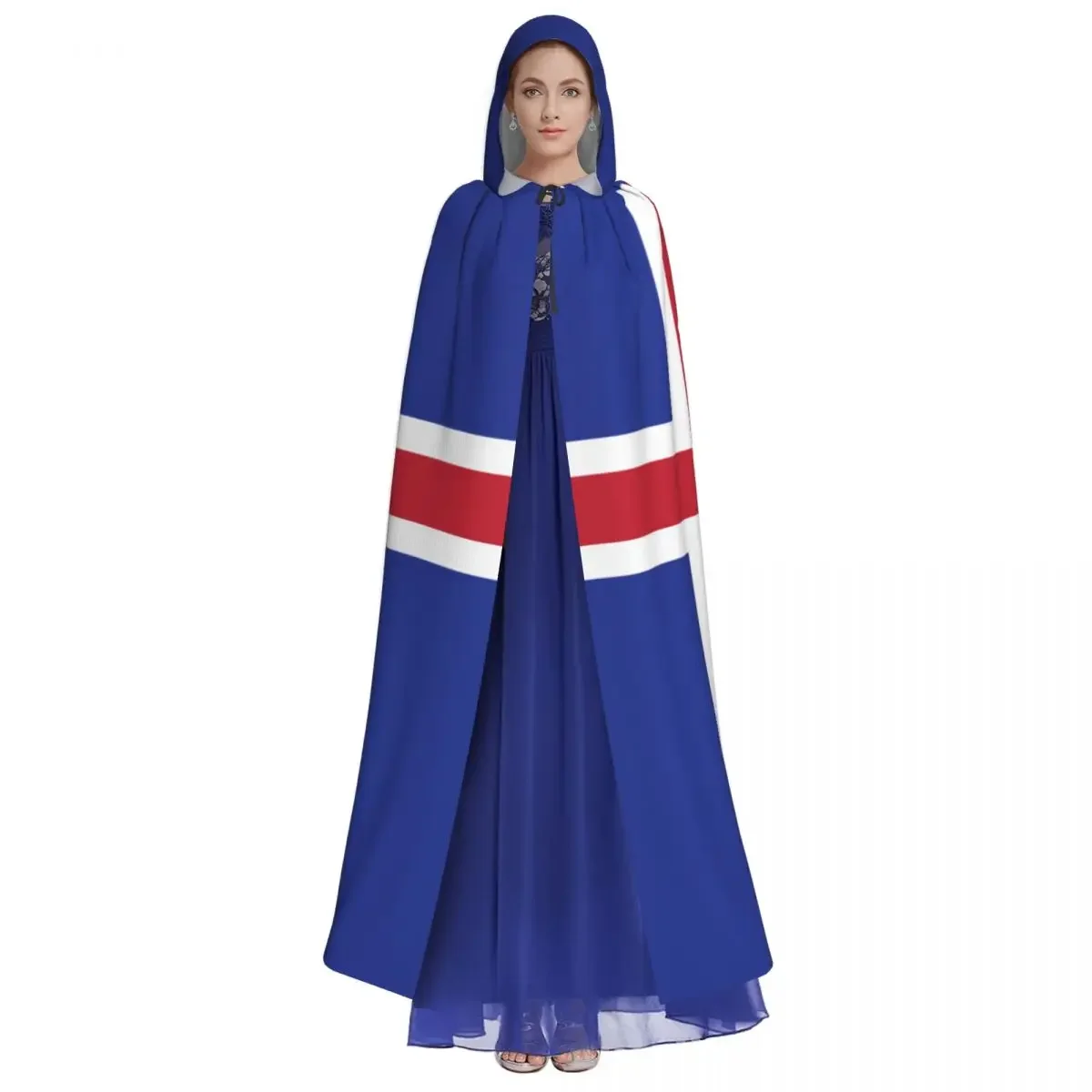 Adult Vampire Cape Hooded Robe Halloween Iceland Flag  Full Length Cosplay