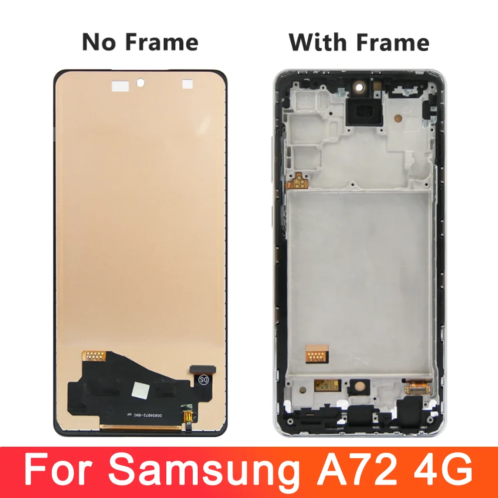 AMOLED For for Samsung Galaxy A72 4G A725 LCD Display Touch Screen Digitizer Assembly For Samsung A725F With Frame Replacement