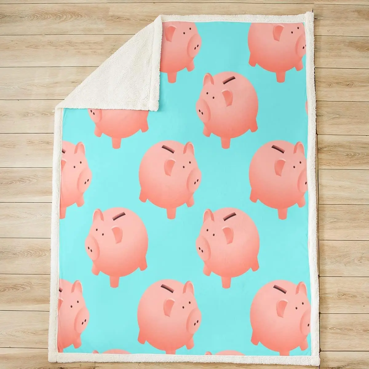 Cartoon Pigs Sherpa Blanket Kawaii Swine Animals Fleece Throw Blanket for Bed Sofa Couch Kids Ultra Soft Cute Pet Plush