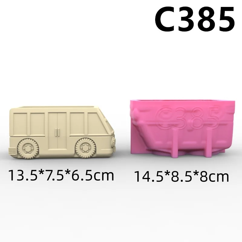 

C385 Creative Minibus Vase Flower Pot Pen Holder Silicone Mold Gypsum form Scented Stone Ornaments Homemade Handicraft