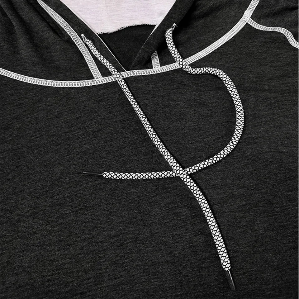 New Mens Short Sleeve T-Shirt Solid Color Lightweight Breathable Gym Fitness Tops Summer Hooded Tees Male Sports T Shirts