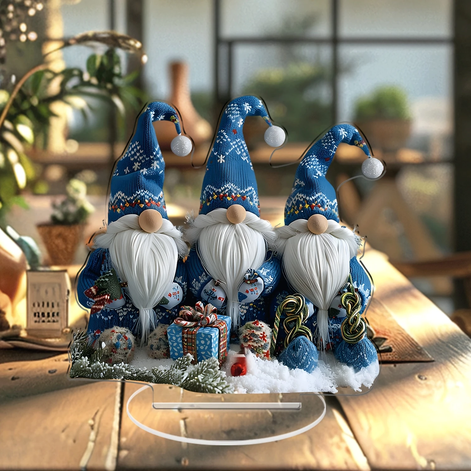 Acrylic Christmas Gnomes Acrylic Tabletop Decor Desktop Decorations for Bedroom, Kitchen, Office, Garden, Indoor/Outdoor