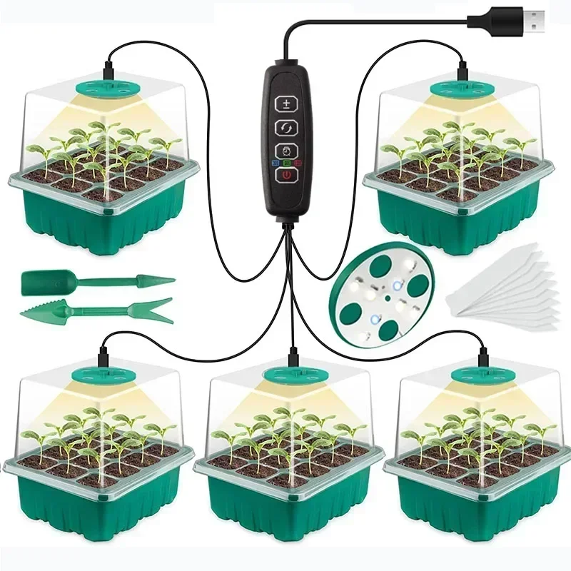 LED spektrum penuh baru lampu pertumbuhan biji Starter nampan rumah kaca lampu penumbuh untuk tanaman dalam ruangan mengunyah kontrol cerdas