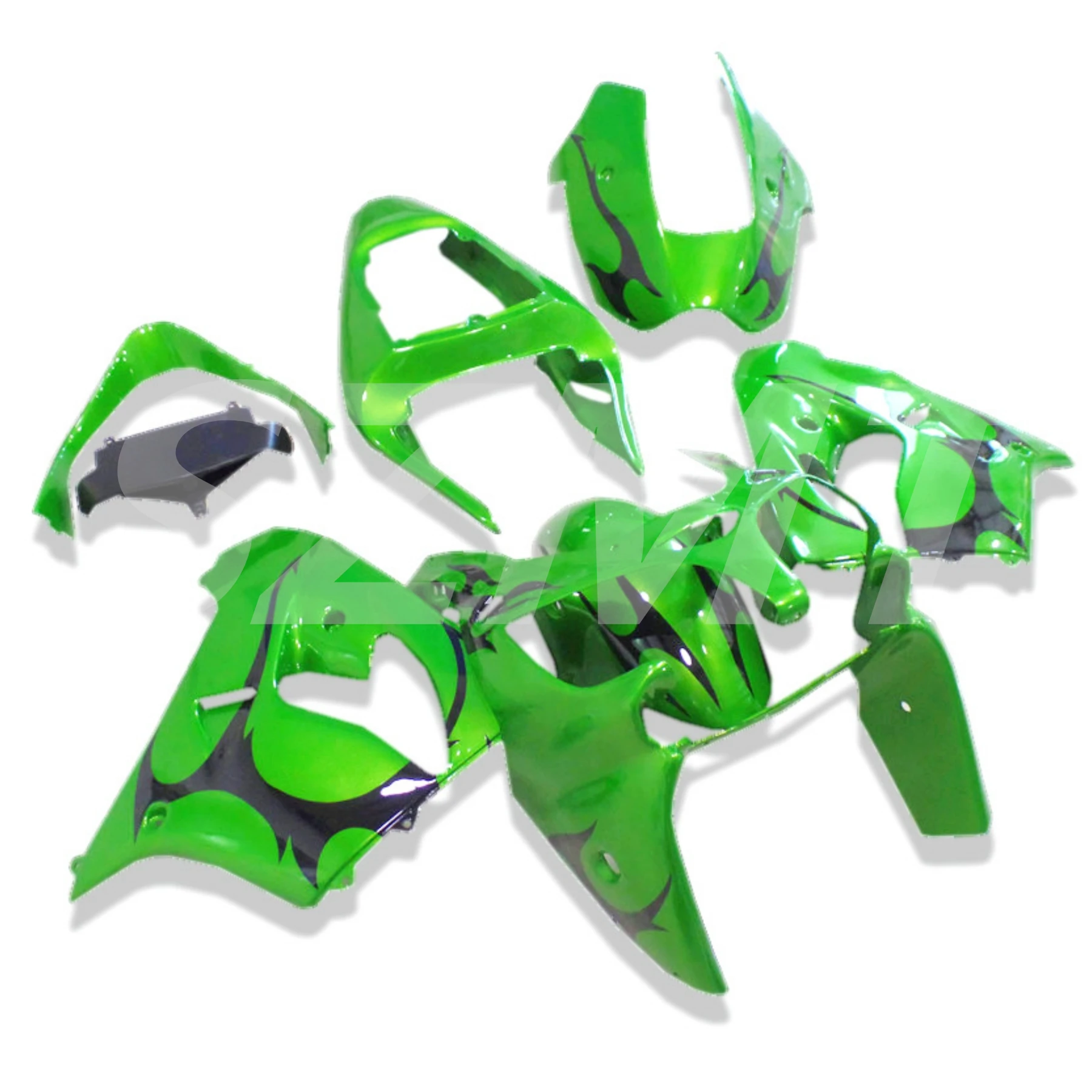 

Motorcycle Bodywork For Greem Flames White For KAWASAKI NINJA ZX9R 02-03 ZX-9R 2002-2003 ZX 9R 9 R Green White ZX9 R 02 03 2002