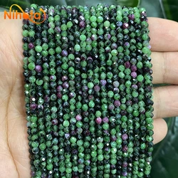 Faceted Natural Epidote Zoisite Round Loose Beads for Jewelry Making DIY Earrings Bracelet Accessories 15'' Strand 2mm/3mm