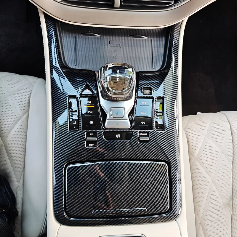 

LHD RHD For BYD Denza D9 2025 2026 ABS Carbon Fiber Car Center Control Shift Frame Decorative Stickers Car Interior Accessories