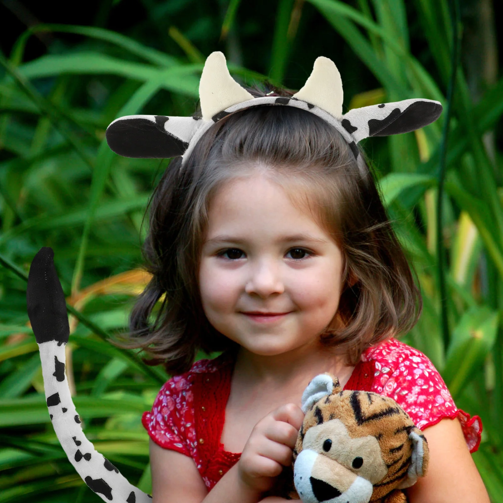 1Set Cow Headband Tail Cosplay Costume Props Comfortable Animal Accessories for Party Birthday Stage Performance Supplies