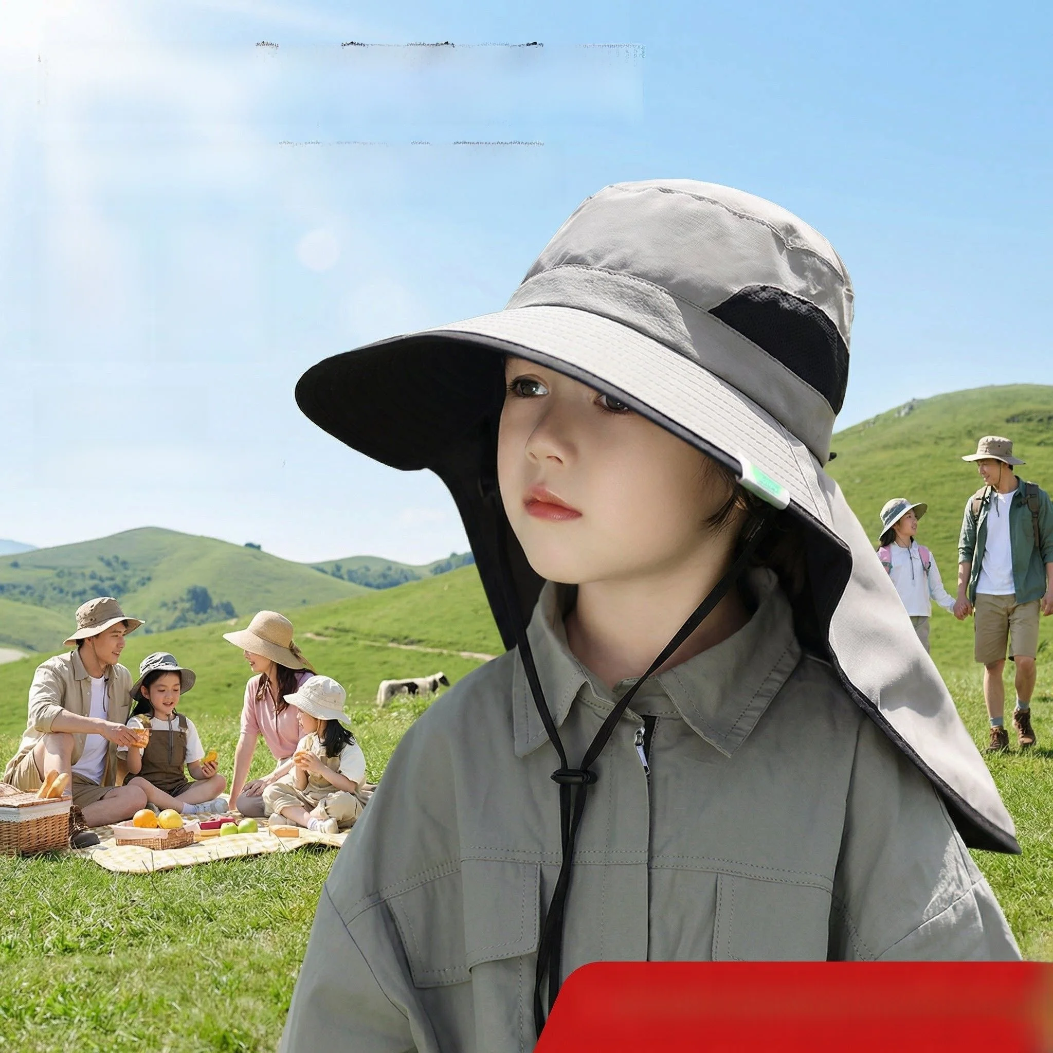 

Летняя уличная кепка для рыбалки унисекс с защитой от УФ-лучей, солнцезащитная шляпа для детей и младенцев с защитой шеи, шляпа для родителей и детей Blue Valley B...