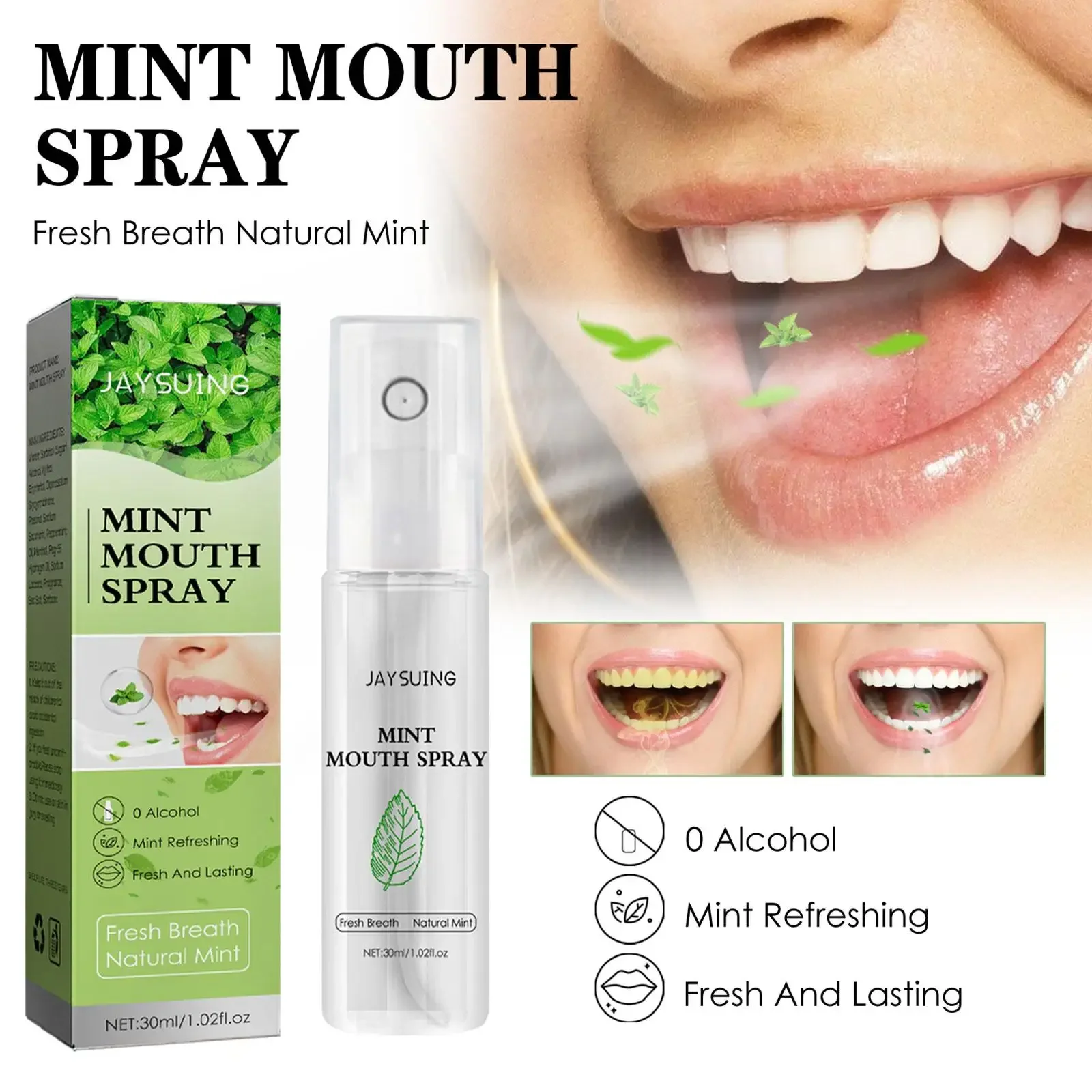 30ml Mint Spray Breath Freshener Mouth Spray Odor Treatment Spray Refresher Fresh Breath Remove Bad Breath Smoke запах изо рта