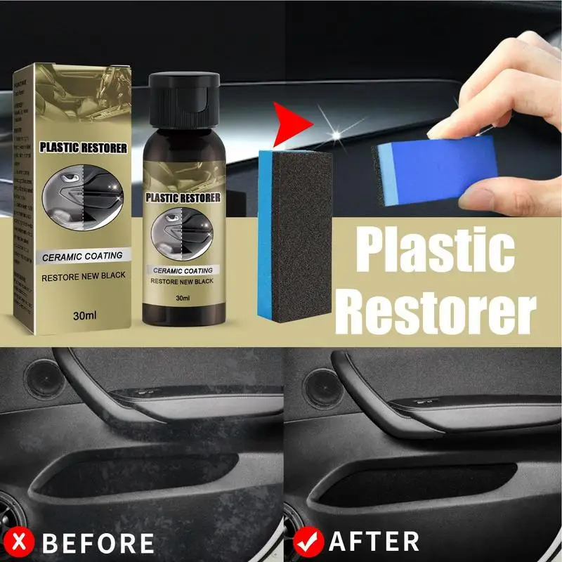 

Car Refurbishing Agent Auto Plastic Refurbishing Agent With Sponge 30ml Quick And Easy Refurbishment Cleaning Agent For Vehicles