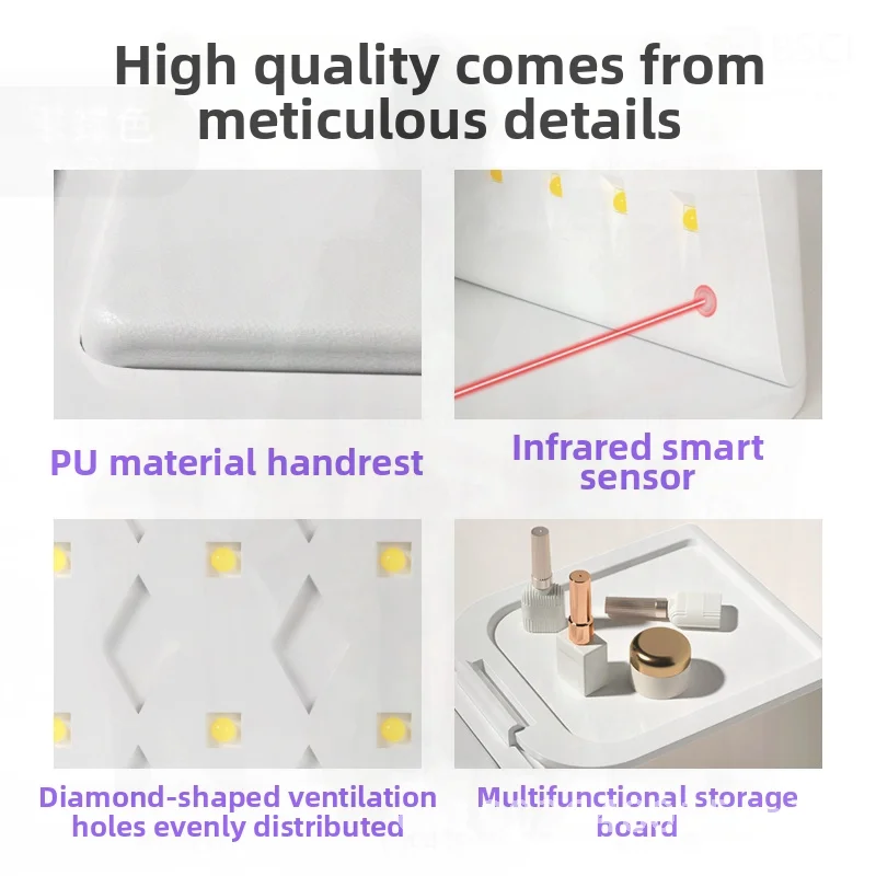 Lampe à ongles haute puissance pour photothérapie des mains Non noire à séchage rapide, grand espace, lampe à oreiller pour les mains, Machine à vernis à ongles blanc