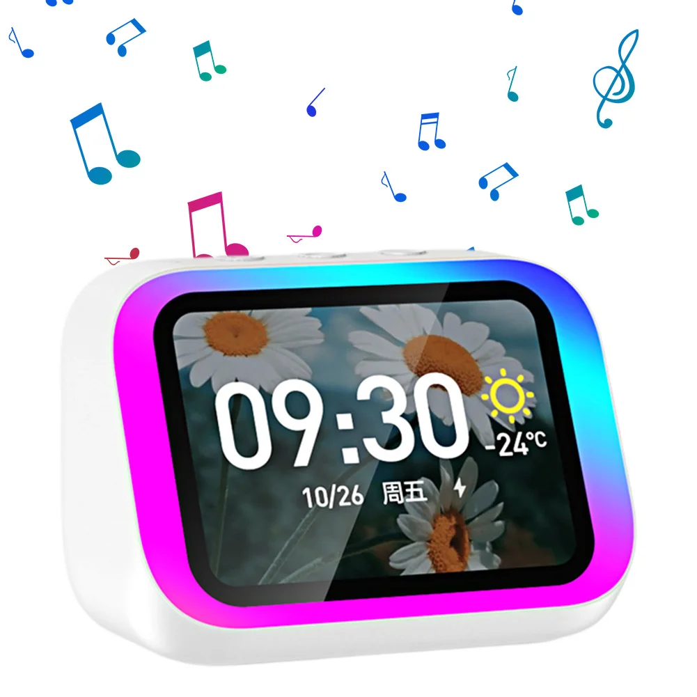 

НОВЫЙ Портативный умный Bluetooth-динамик с голосовым помощником, будильником и RGB-подсветкой для спальни и дома