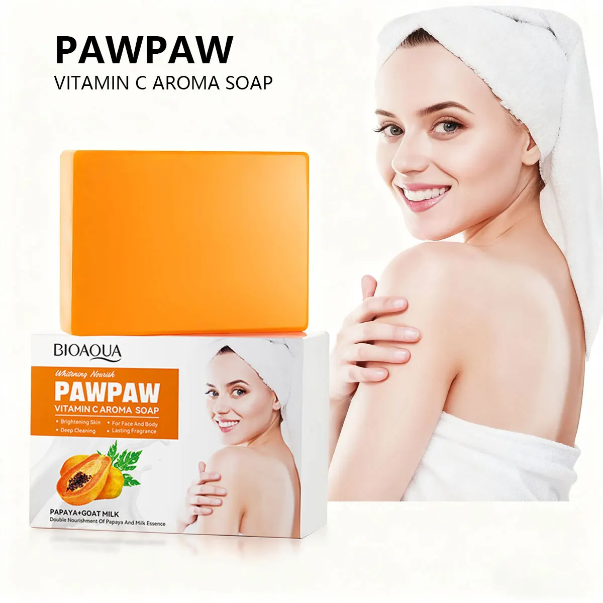 Papaya Vitamin C Whitening Essential Oil Soap Control Oil Refreshing Fragrance Moisturizing Cleaning Handmade Soap