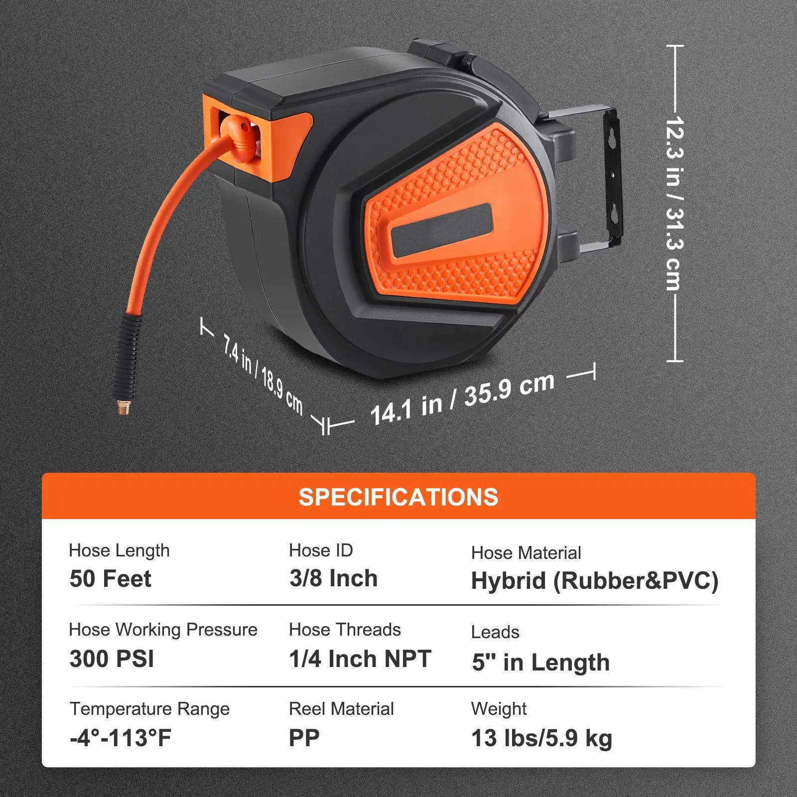 Retractable Air Hose Reel, 3/8 - đánh giá và giá Air Compressor Air Hose 3/8 Hybrid 50Ft