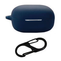 For QCY MeloBuds ANC HT05 Bluetooth-compatible Earphones Case with Anti Lost Buckle Silicone Protective Cover - Dark Blue