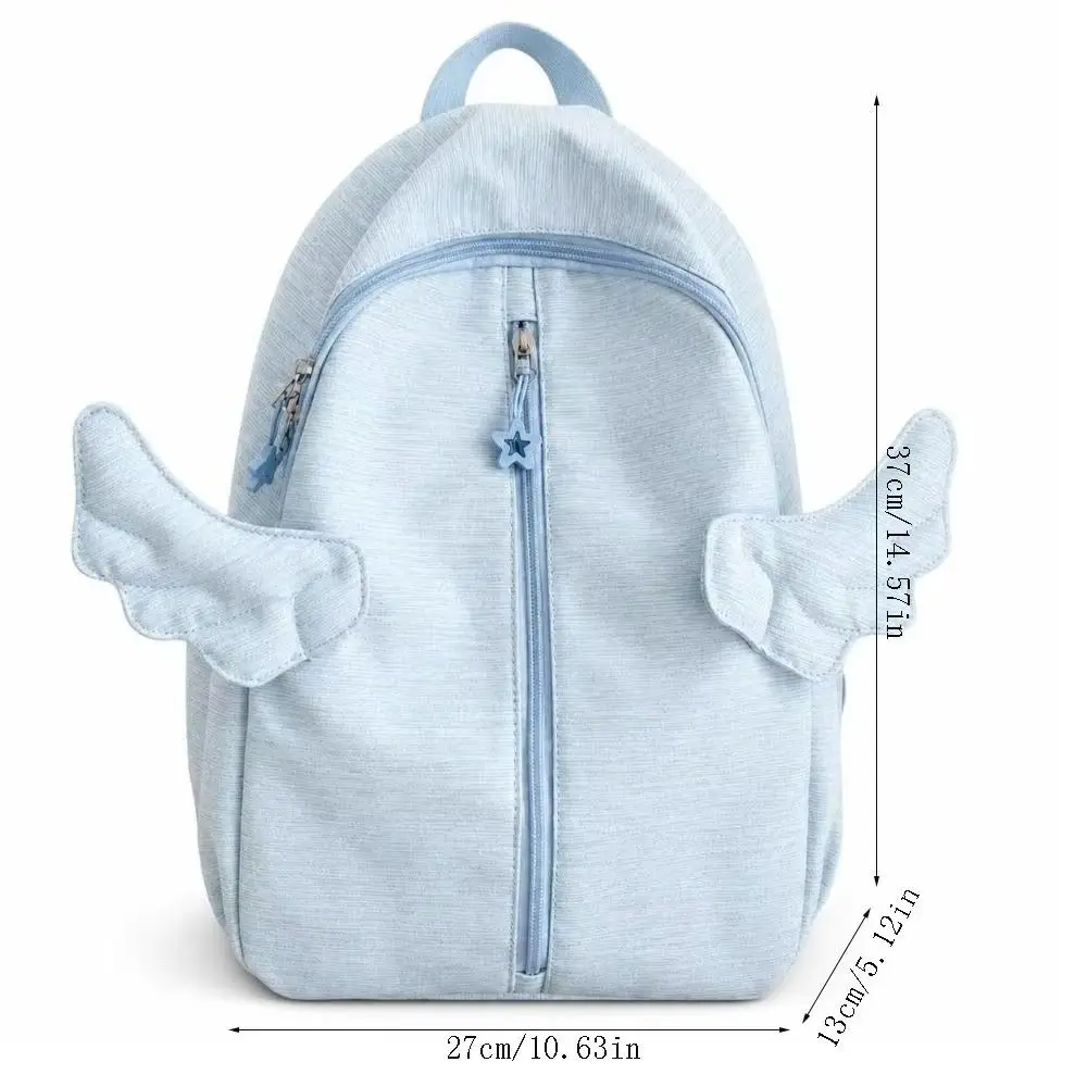 Y2k Süßer Engelsflügel-Rucksack, minimalistisch, mit mehreren Taschen, Nylon-Rucksack, große Kapazität, niedlicher Schulrucksack für Studenten, Alltagsrucksack – Detail 1