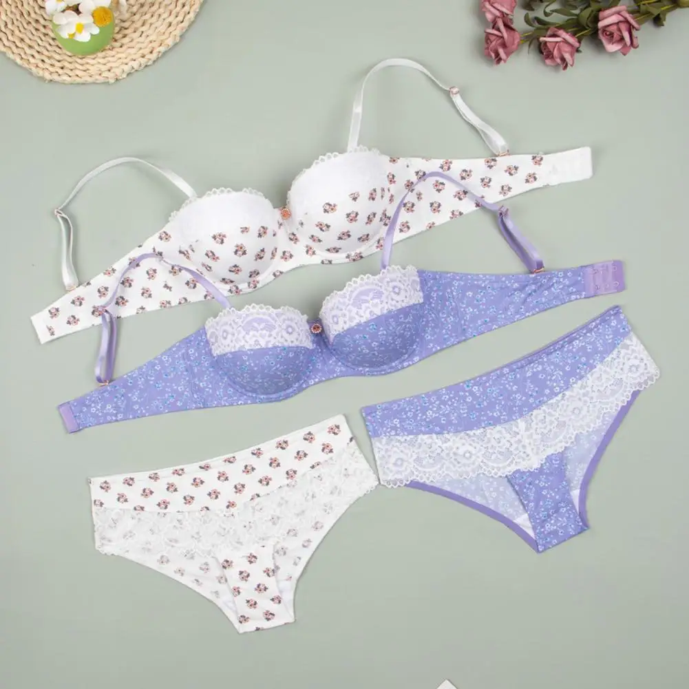 Material: Dieses BH-Set besteht aus Polyester und Spandex, der Schrittbereich besteht aus Baumwolle, hochwertiges Material.