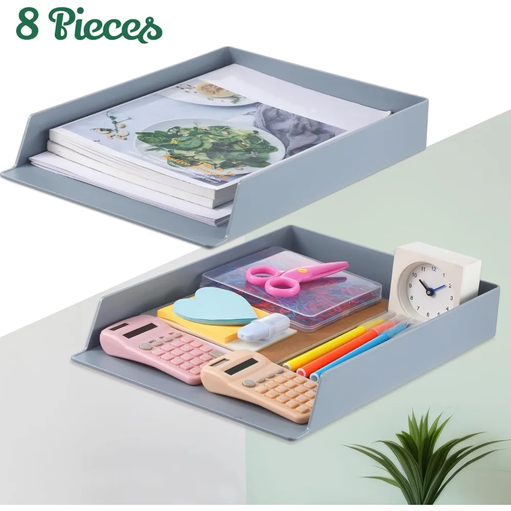 8 шт. штабелируемые лотки для бумаги, прямоугольный пластиковый настольный держатель, настольный органайзер для документов, файлов, хранение букв для офиса, класса