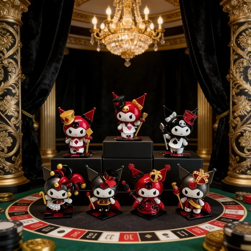 

uu GOOD Sanrio Blind Box Kawaii Kuromi Figures Toys Poker Kingdom Spade Series Dolls Desktop ornaments For Girls Christmas Gifts