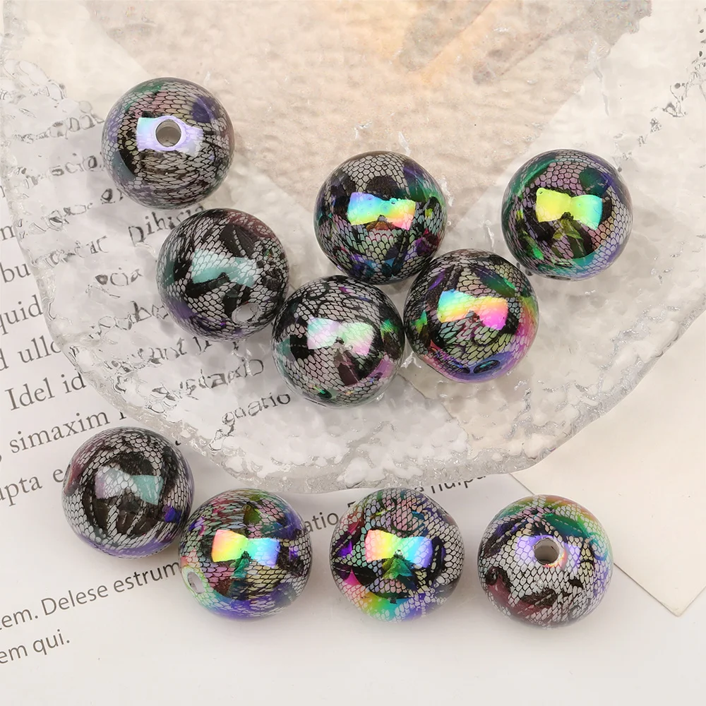 

Cordial Design 100Pcs 16*16MM Acrylic Bead/Hand Made/Aurora Print Effect/Round Shape/DIY Beads/Jewelry Findings & Components