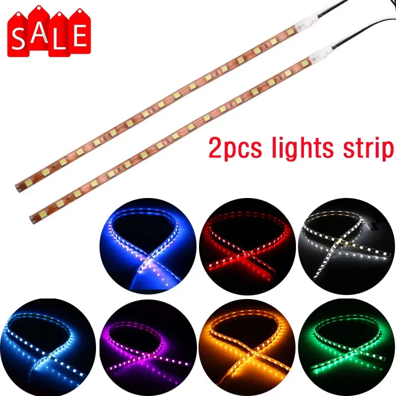 

2PCS LED Strip Lights 45CM 1210 45SMD Waterproof Car Accessorie Soft Auto Atmosphere Lights Decorative Lamp Red Ice Blue Yellow