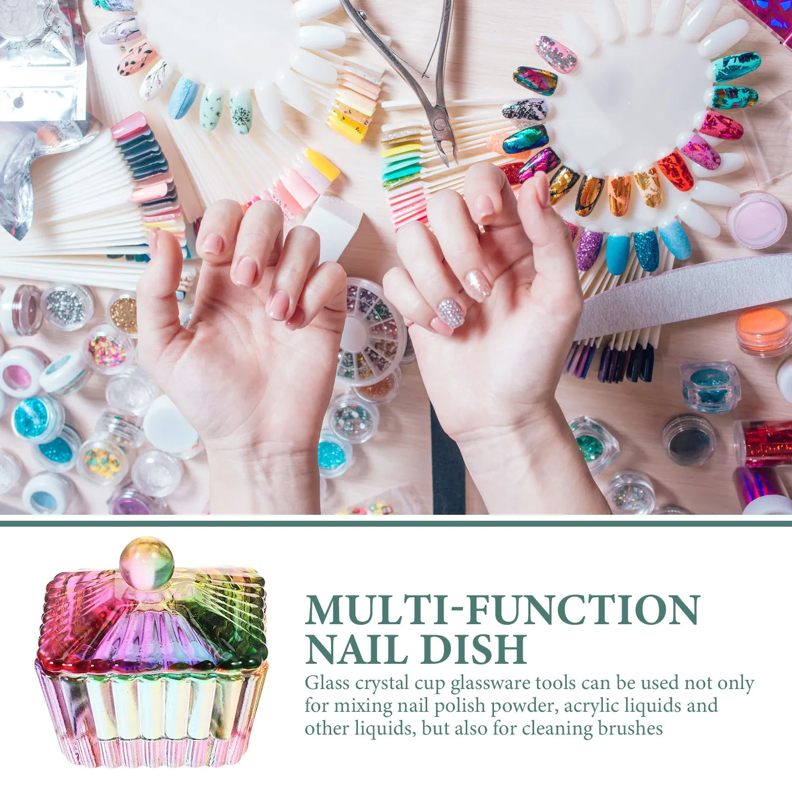 

2Pcs Glass Nail Dappen Dish Lid Manicure Cup Acrylic Nails Monomer Powder Liquid Mixing Bowl Monomer Dish Manicure Cup