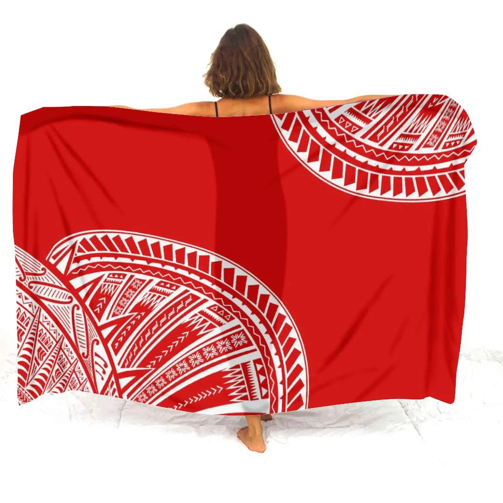 White Sarong Custom Pattern Polynesian Ladies Beach Party Party Lightweight One-Piece Wrap Bikini Coat Elegant Sarong