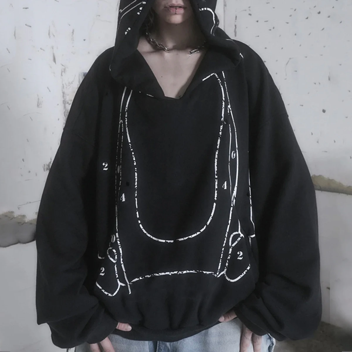 

NIGO Men's Black Hooded Sweatshirt Fashion Cotton Pullover Sweatshirt High Street Trend Printed Top #NGTOP11956