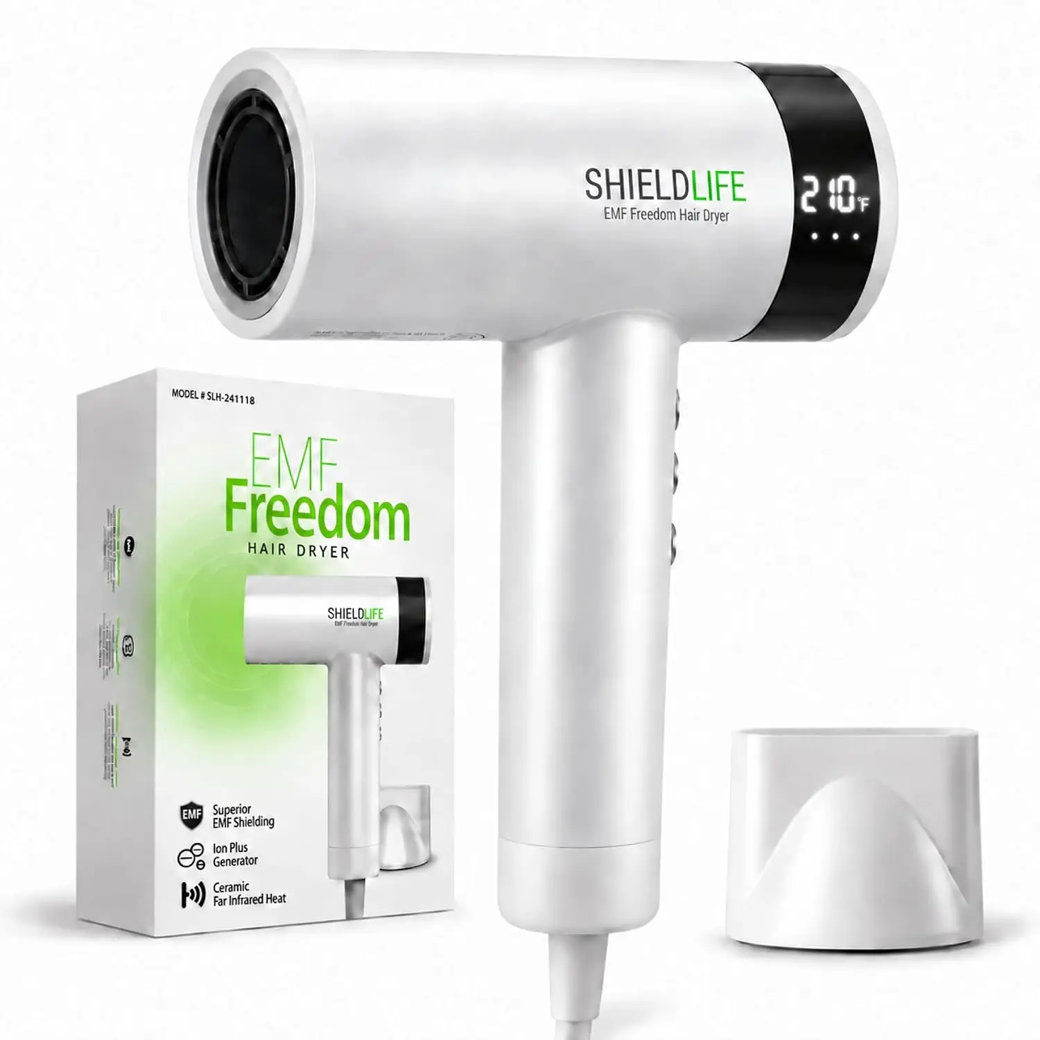 High-Speed Hair Dryer with 99% EMF Blocking, 110K RPM Motor, 1500W Powerful Airflow, Fast Drying, Lightweight Design, Includes Nozzle