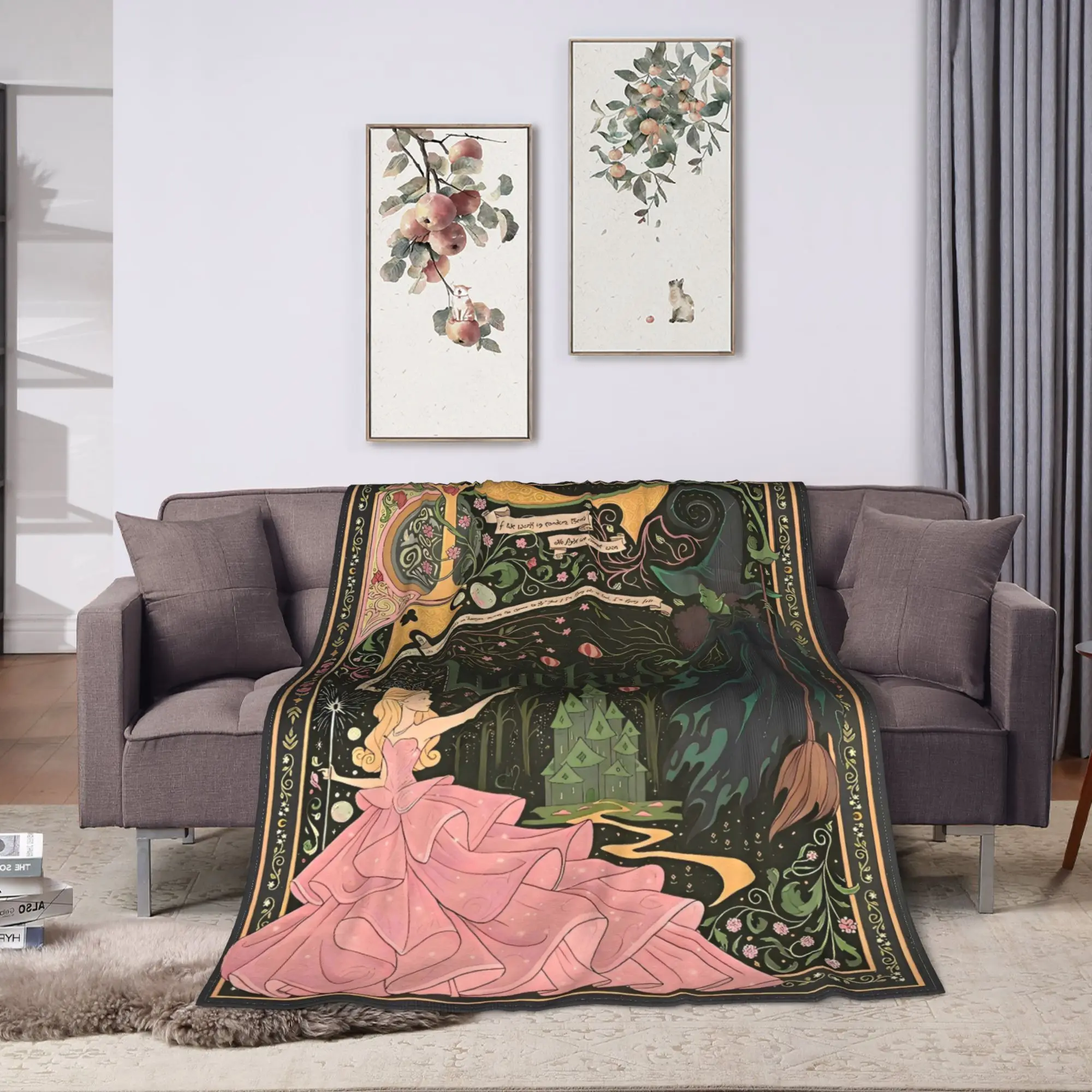 الشريرة 2 الفيلم الموسيقي غليندا المشارك البطانيات الدافئة أفخم رمي بطانية الرسم غرفة المعيشة الفانيلا المفرش أريكة غطاء سرير