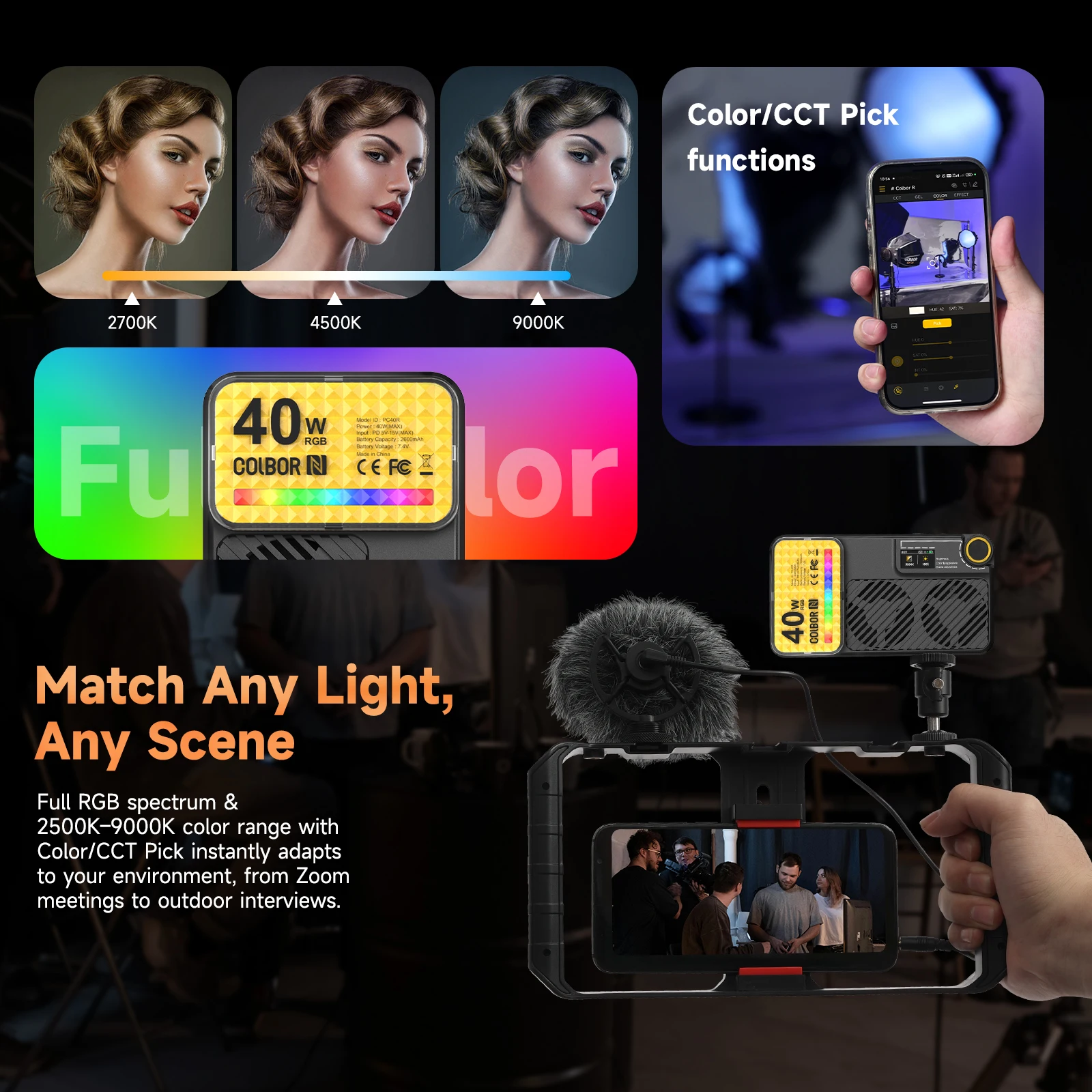 COLBOR PC40R RGB Карманный све – обзор и цена Photography Lighting Material