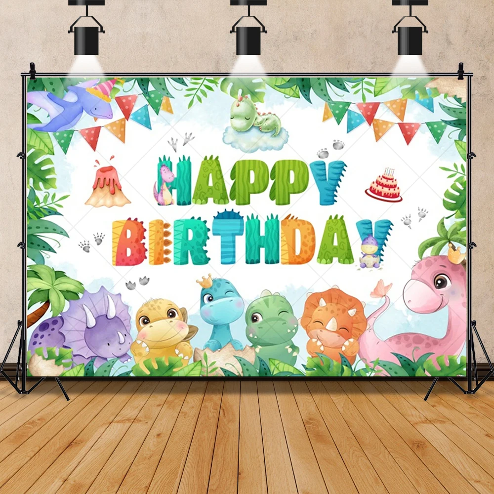 Cartoon Jurassic Dinosaur World Theme Banner Backdrop Custom Safari Boys Girl Party Birthday Photography Poster Decor Background