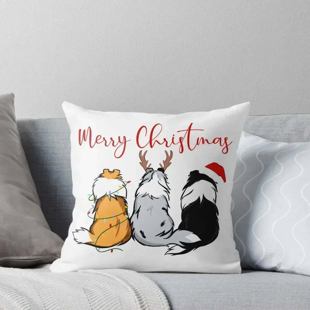 Merry Christmas Shelties Throw Pillow Pillow Cases Bed pillowcases pillow