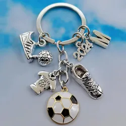 New Fashion A-Z Letter Men's Metal Keychain Fashion Football Keychain Football Shoes Football Car Gift Party Keychain Jewelry