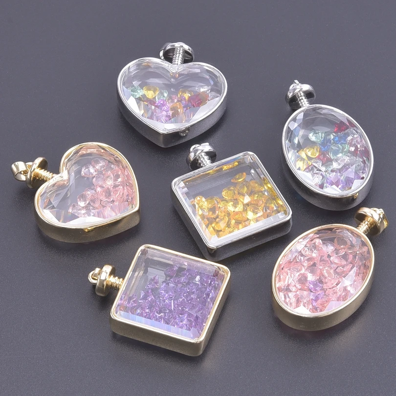 1Pc Mix Styles Geometric Heart Oval Glass Memory Living Relicario Cabochon Medaillon Locket Pendant For Jewelry Making Wholesale